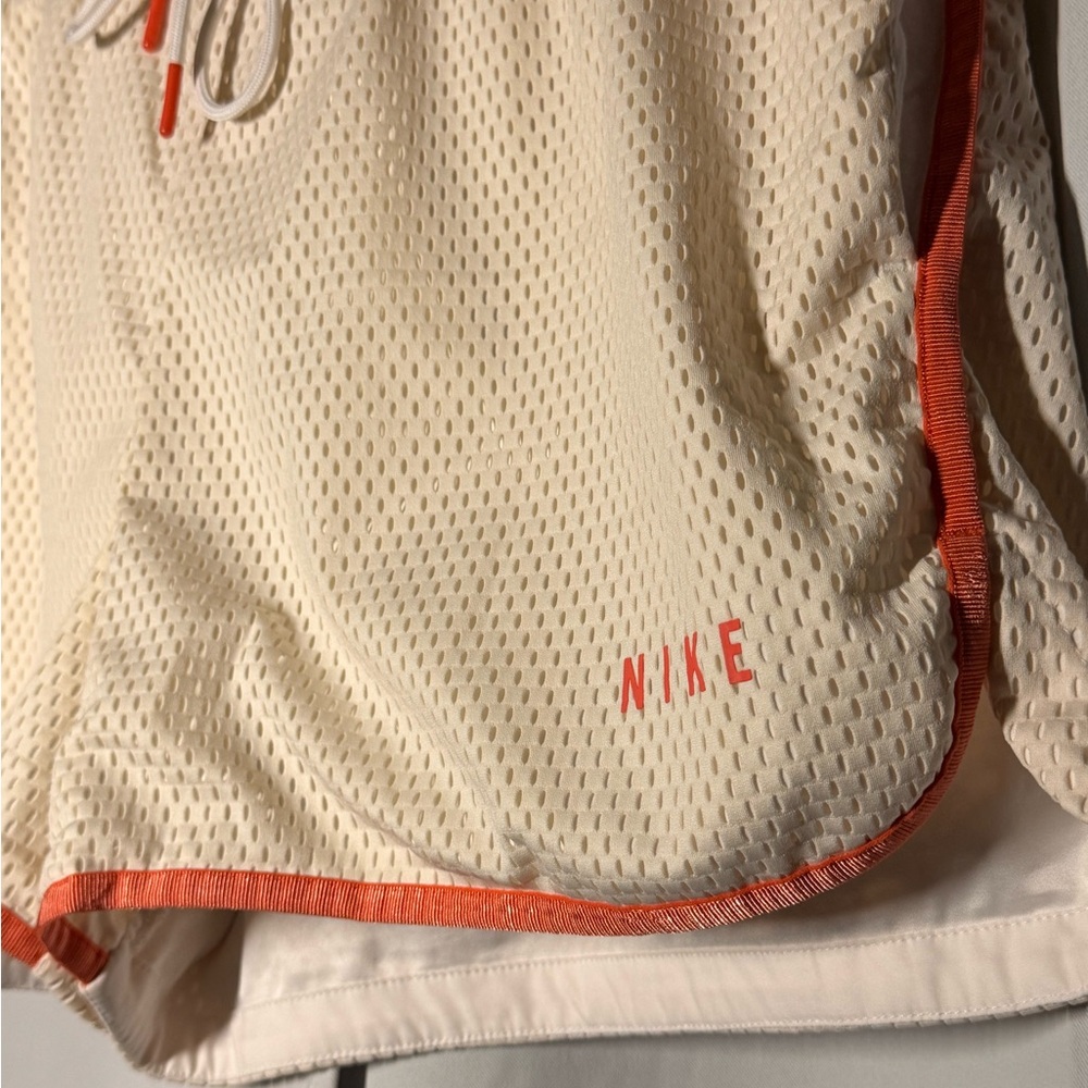 Nike Women's Athletic Shorts in Cream and Orange - Picture 2 of 5